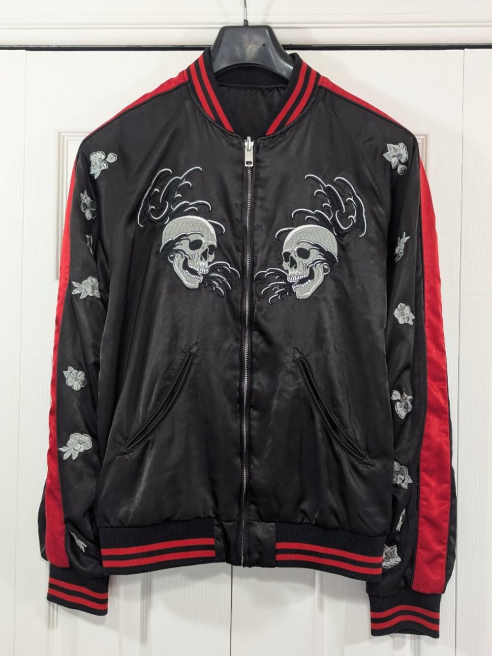Diesel Sukajan Tiger Skull Reversible Satin Bomber Jacket